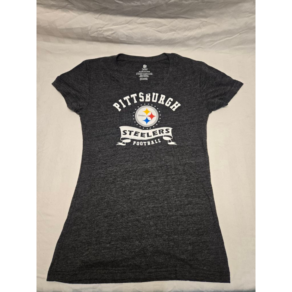 Gray Pittsburgh Steelers Short Sleeve v-neck t-shirt Kids XL